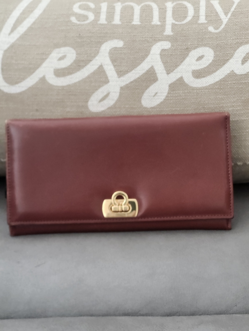Salvatore Ferragamo Brown Leather Wallet with Gold Hardware